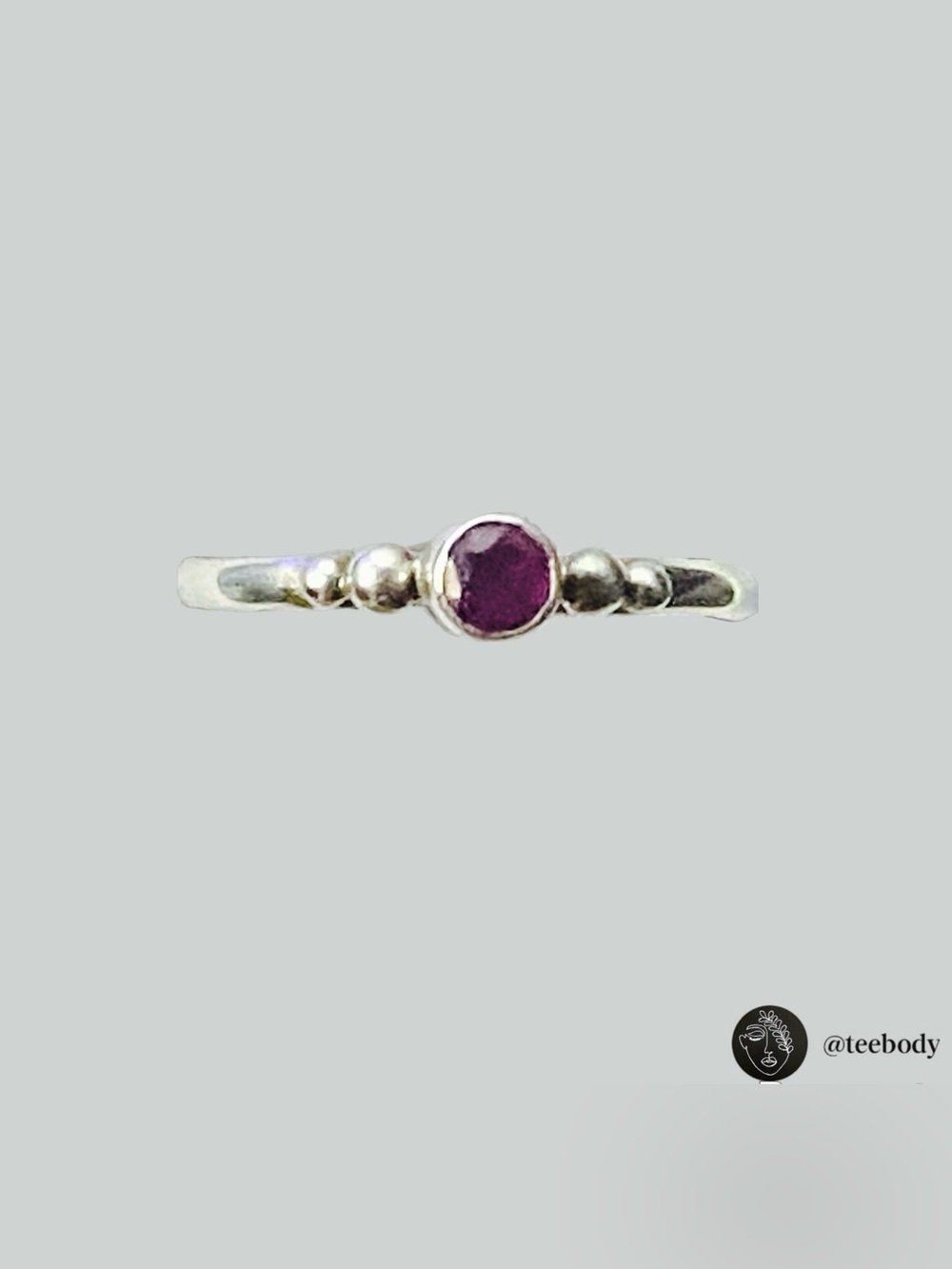 VTG NWT 925 Sterling Silver Amethyst Bezel Ring Dainty